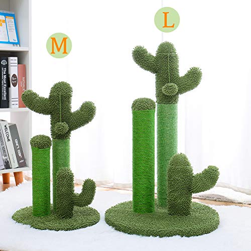 Cat Scratching Post Cactus Cat Scratcher with 3 Poles and Dangling Ball M83218