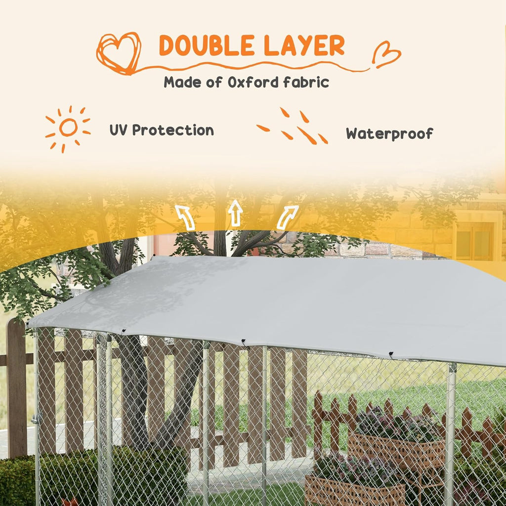 PawHut Large Dog Kennel Outdoor Heavy Duty Cage with Waterproof Cover K2938