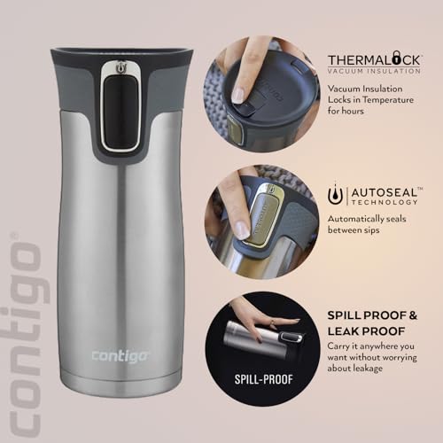 Contigo West Loop Autoseal Travel Mug, Stainless Steel, Leakproof W76171