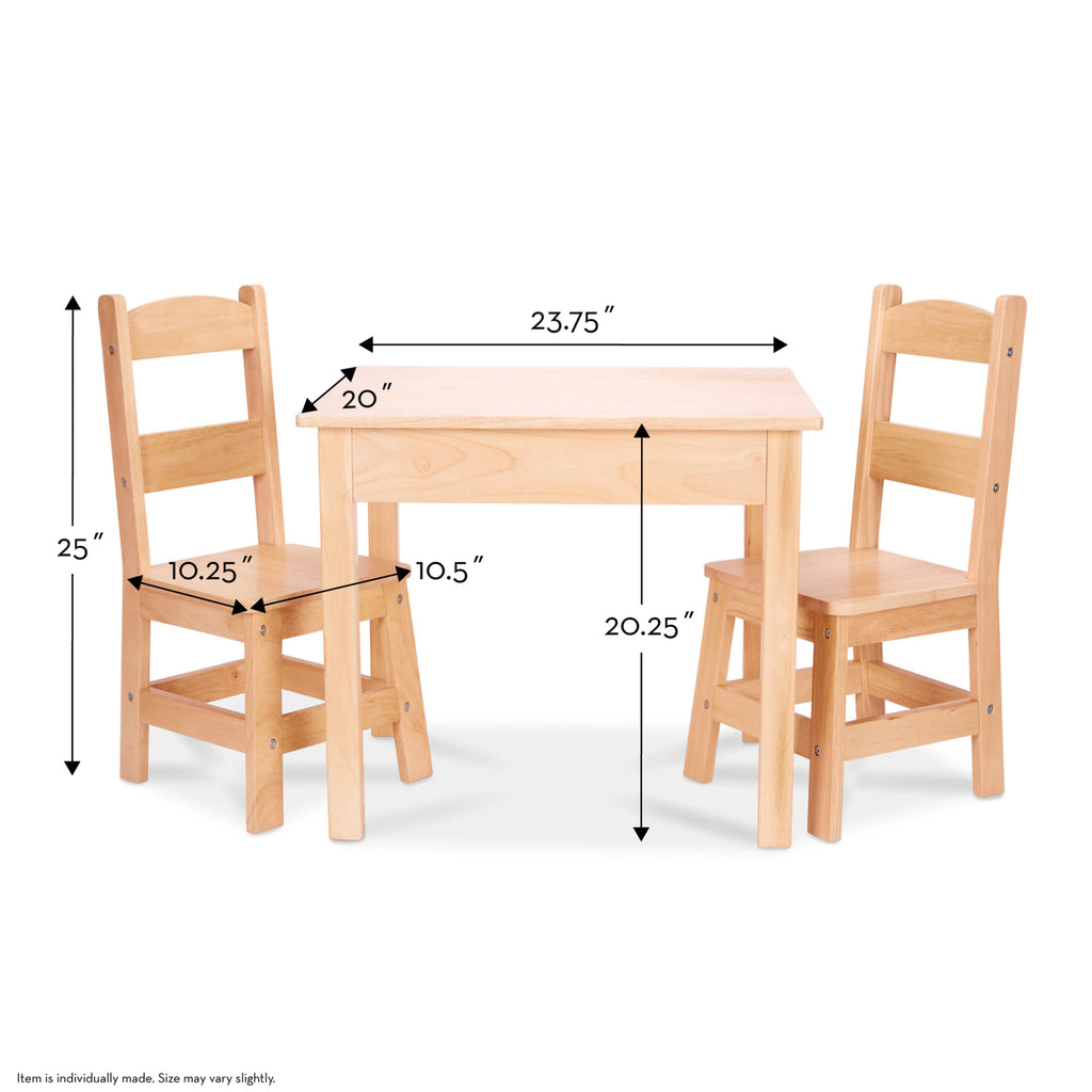 Melissa & Doug Solid Wood Table and 2 Chairs Set J690422