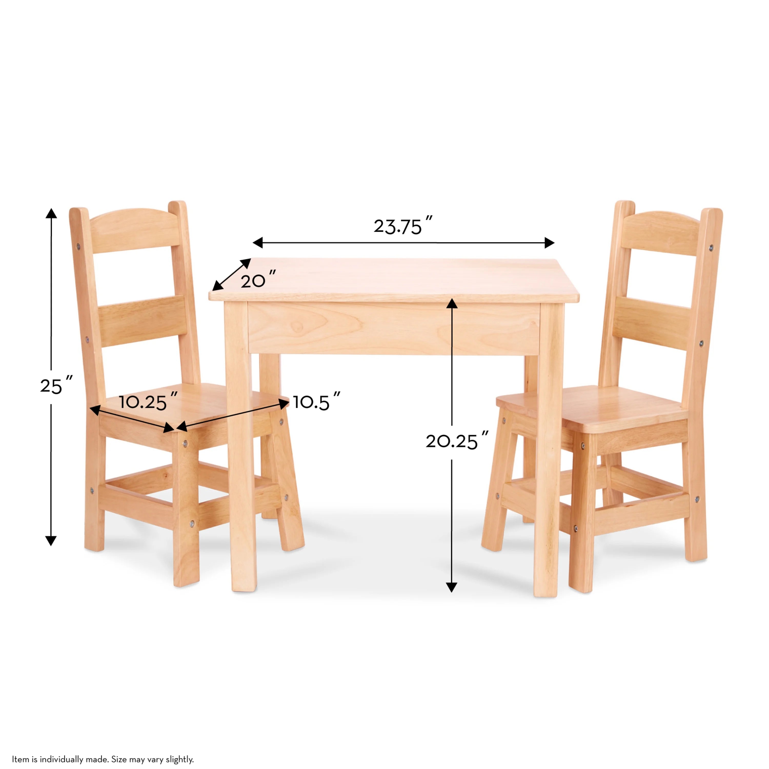 Melissa & Doug Solid Wood Table and 2 Chairs Set J690422