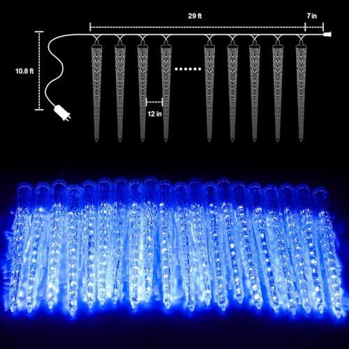 Brightown Christmas Meteor Shower Lights Outdoor 30ft 720 LED Waterproof Blue T277924