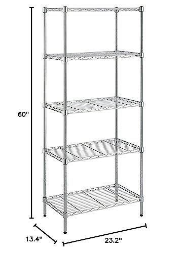 Amazon Basics 3-Shelf Adjustable Steel Wire Rack Storage Shelving, Chrome D243
