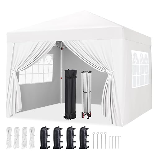 Yaheetech 10x10 Pop Up Canopy with 4 Removable Sidewalls, White F109731