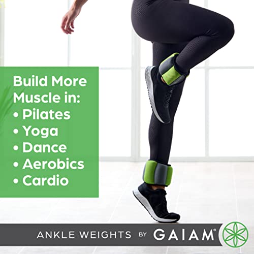 Gaiam Ankle Weights with Adjustable Straps for Walking, Running & Pilates (5lb & 10lb Sets) C9169