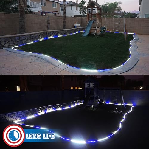 Russell Decor LED Rope Lights Red White Blue 30ft with Remote Control C9460