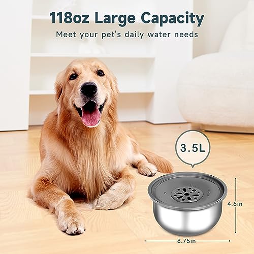 M&MKPET Dog Water Bowl No Spill 118oz Stainless Steel B412