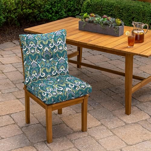 Arden Outdoor Plush Tufted Dining Chair Cushion, 21 x 40, Black Cabana Stripe I23003