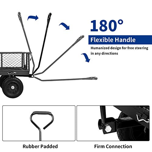 BILT HARD 880 lbs 10" Flat Free Steel Garden Cart with Rotating Handle K9279