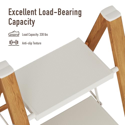 2 Step Lightweight Aluminum Folding Ladder with Anti-Slip Pedals, 330 lbs Capacity D5199