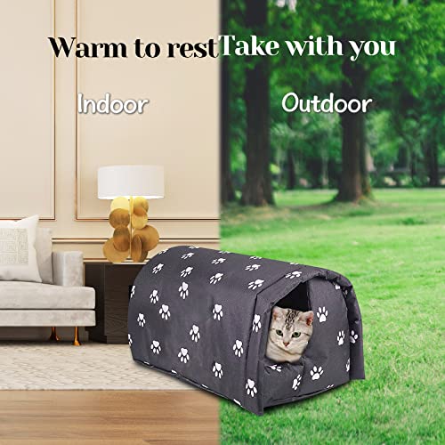 Fhiny Stray Cats Shelter Waterproof Outdoor Cat House Foldable Warm Pet Cave for Winter Black F12955