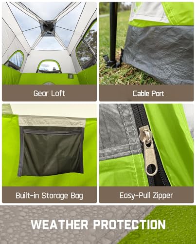 Fanttik Outdoor Camping Tent 4/6/8/10 Person Instant Cabin with Rainfly & Carry Bag G367