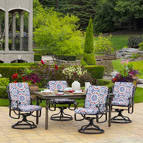 Arden Outdoor Dining Chair Cushion, 20 x 20, Rain-Proof, Peacock Blue Green Texture J4105