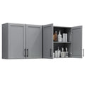 Wall Storage Cabinet with Two Shaker Doors and Shelf, Grey, 24"W, 2 Pcs N34755