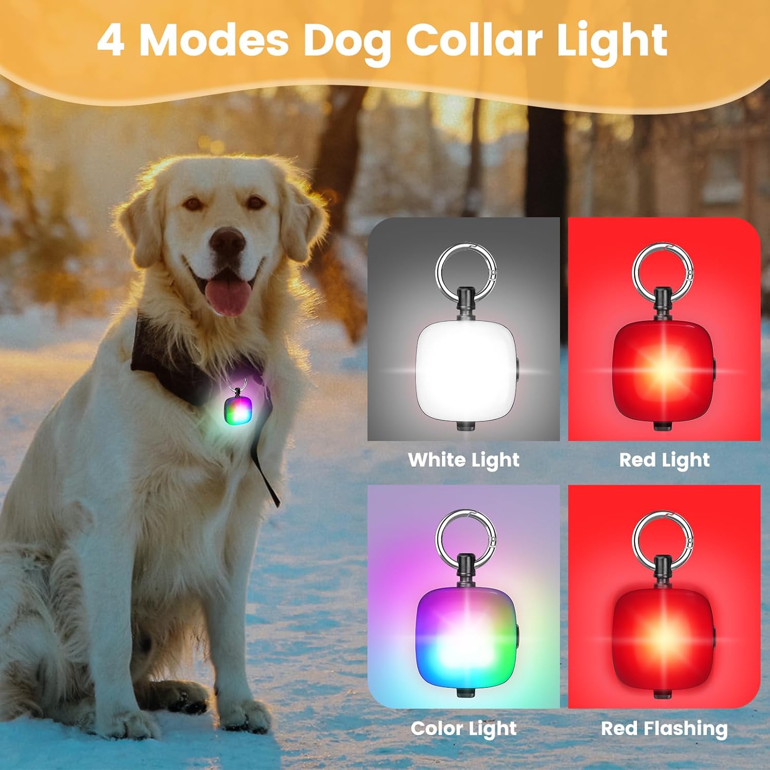 Dog Collar Light 2 Pack, USB Rechargeable, IP68 Waterproof for Night Walking N68492