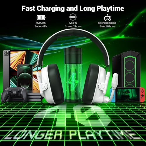 Wireless Gaming Headset with Noise Canceling Mic for PC, PS5, PS4, Switch, Mac B84241