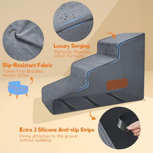 Supet Dog Stairs for Small Medium Dogs, Anti-Slip Pet Ramp for Bed Couch Car J22180