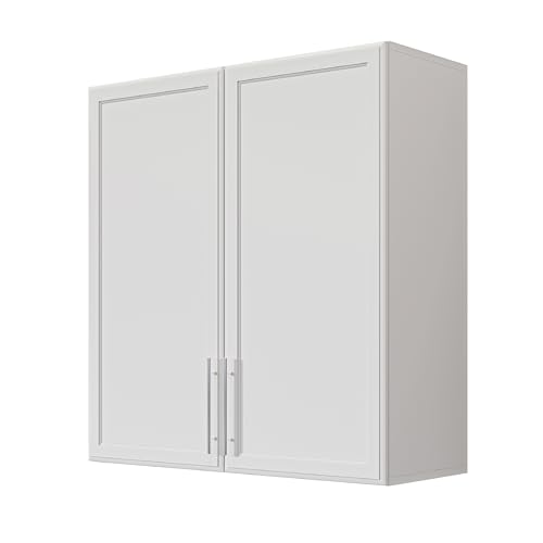Wall Storage Cabinet with Two Shaker Doors and Shelf, Grey, 24"W, 2 Pcs N34755