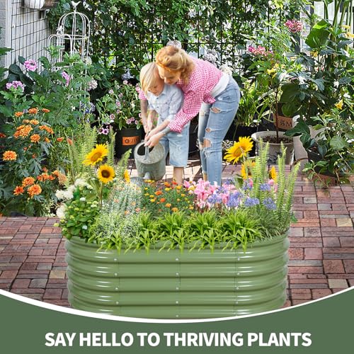 1MORE Galvanized Raised Garden Bed 4x2x1.4ft Metal Planter Box Outdoor D509