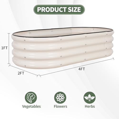 1MORE Galvanized Raised Garden Bed 4x2x1.4ft Metal Planter Box Outdoor D509