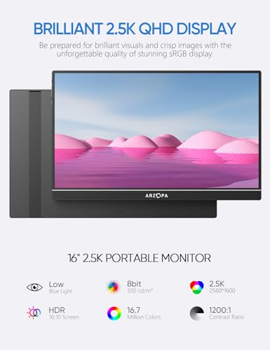 ARZOPA 16.1'' 144Hz Portable Gaming Monitor, 1080P FHD, HDR L526