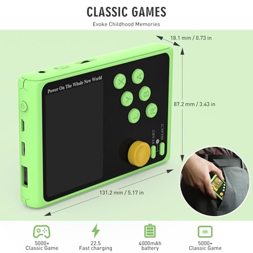 Retro Handheld Game Console with 5000 Classic Games, 3.5-Inch IPS Screen B4625