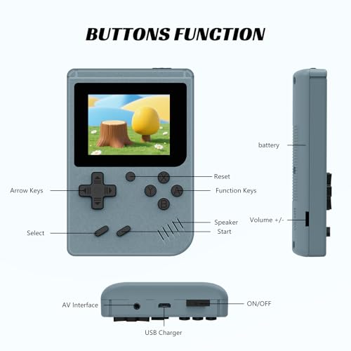 Retro Handheld Games Console with 400 Built-in Games, 3.0 Inch IPS Screen, Gray N346564