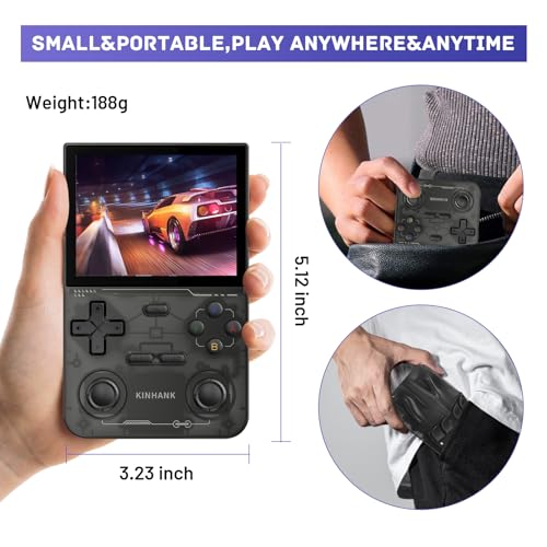 Kinhank K36 Retro Handheld Game Console with 9000+ Games, 64GB TF Card, 3.5 Inch IPS Screen (Black) U2328