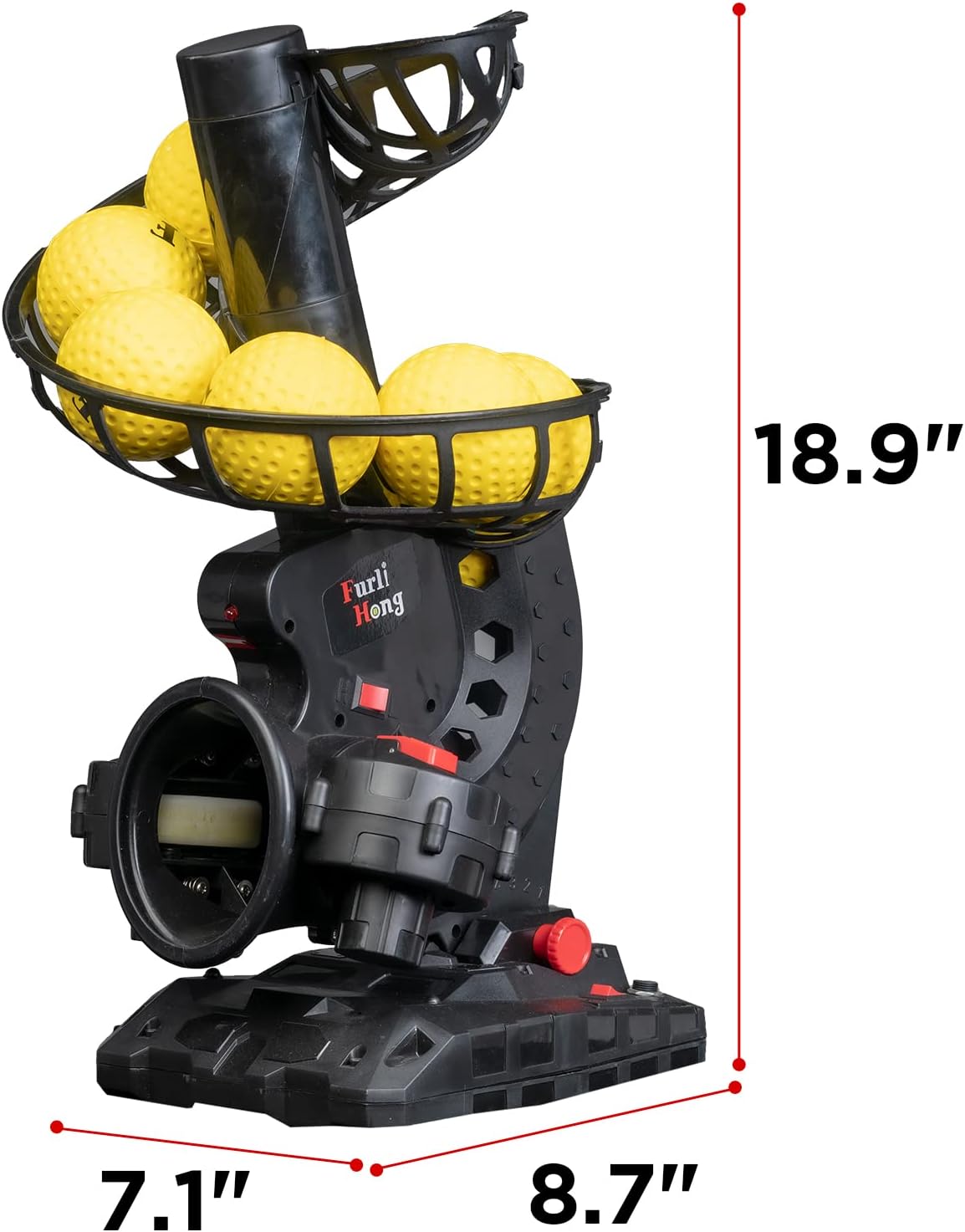 Electronic Baseball Pitching Machine with Adjustable Speed, AC/Battery Powered, 8 Balls O87780