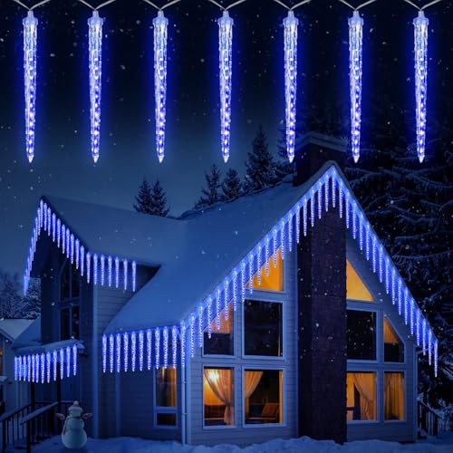 Brightown Christmas Meteor Shower Lights Outdoor 30ft 720 LED Waterproof Blue T277924