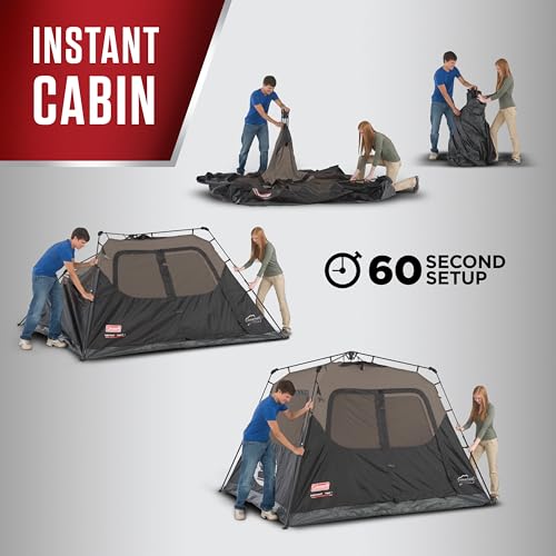 Coleman Instant Tent with 1-Minute Setup, 4/6/8/10 Person, Carry Bag H1828