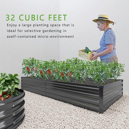 2PCS Galvanized Raised Garden Bed Kit, Metal Planter Box for Outdoor Planting Q36624