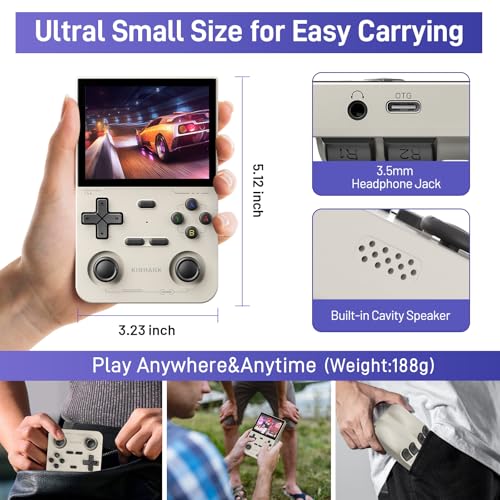Kinhank K36 Retro Handheld Game Console with 9000+ Games, 64GB TF Card, 3.5 Inch IPS Screen (Black) U2328