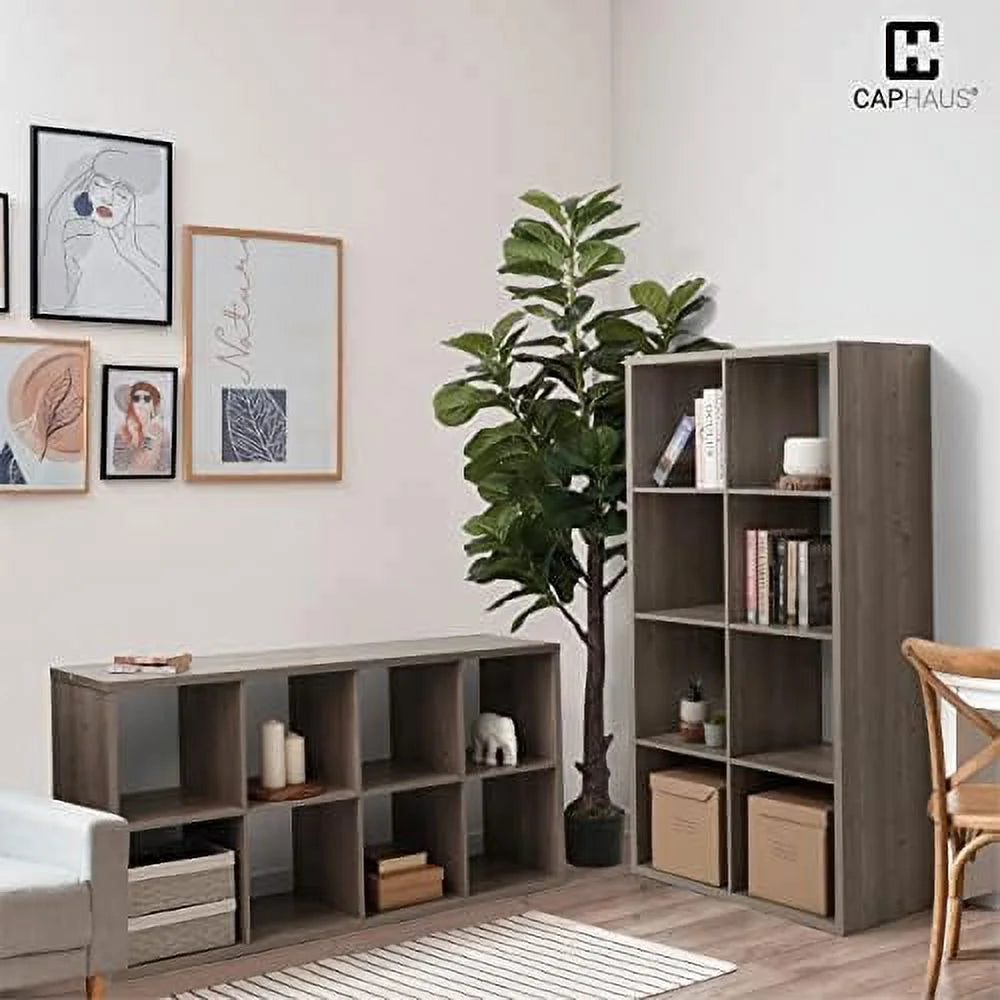HOOMHIBIU 13-Inch Cube Organizer with Extra Thick Edge, Rustic Grey Oak and White P7187