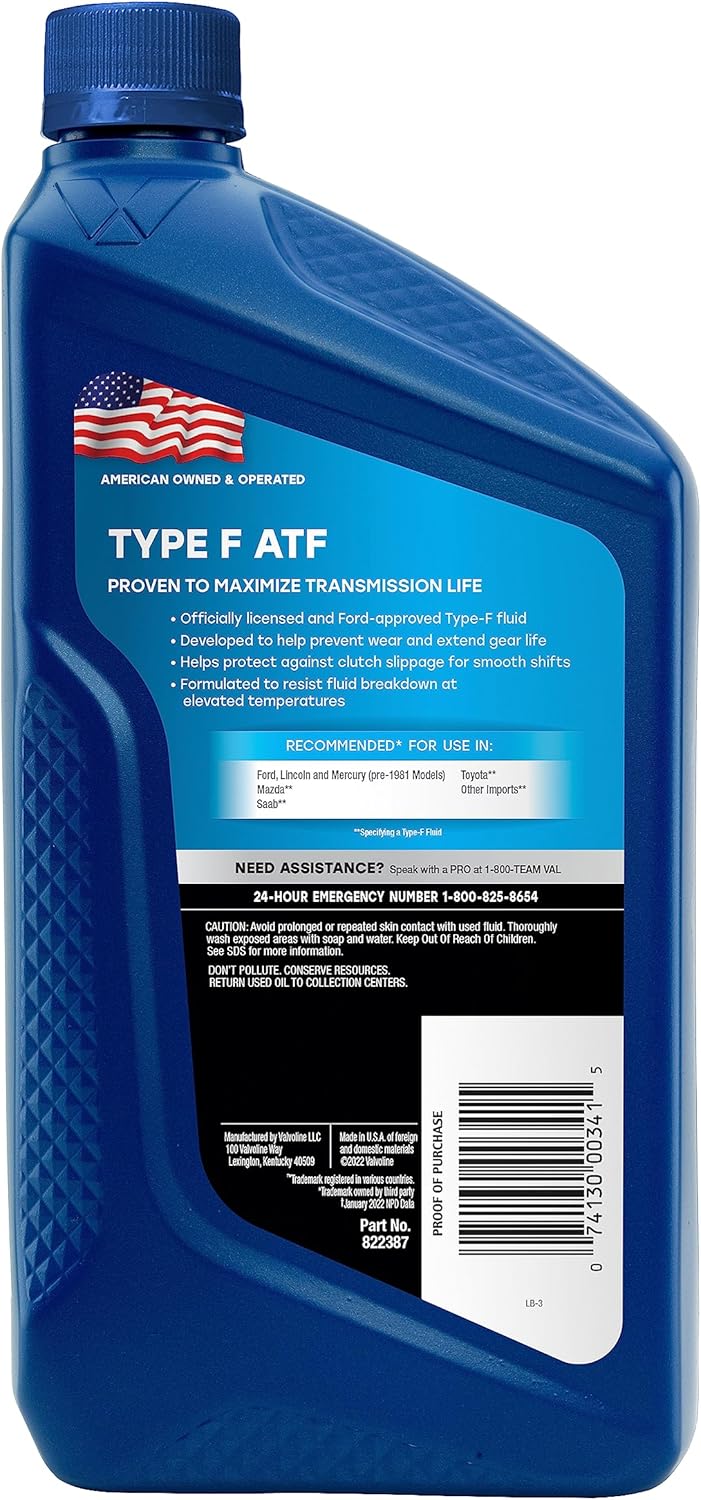 Valvoline Type F ATF Automatic Transmission Fluid 1 QT R966