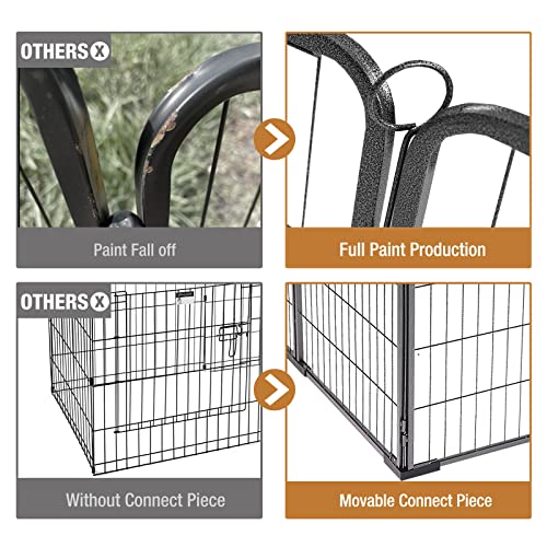 Dog Playpen Indoor Outdoor Foldable Metal Pet Exercise Fence with Door Gate V979227