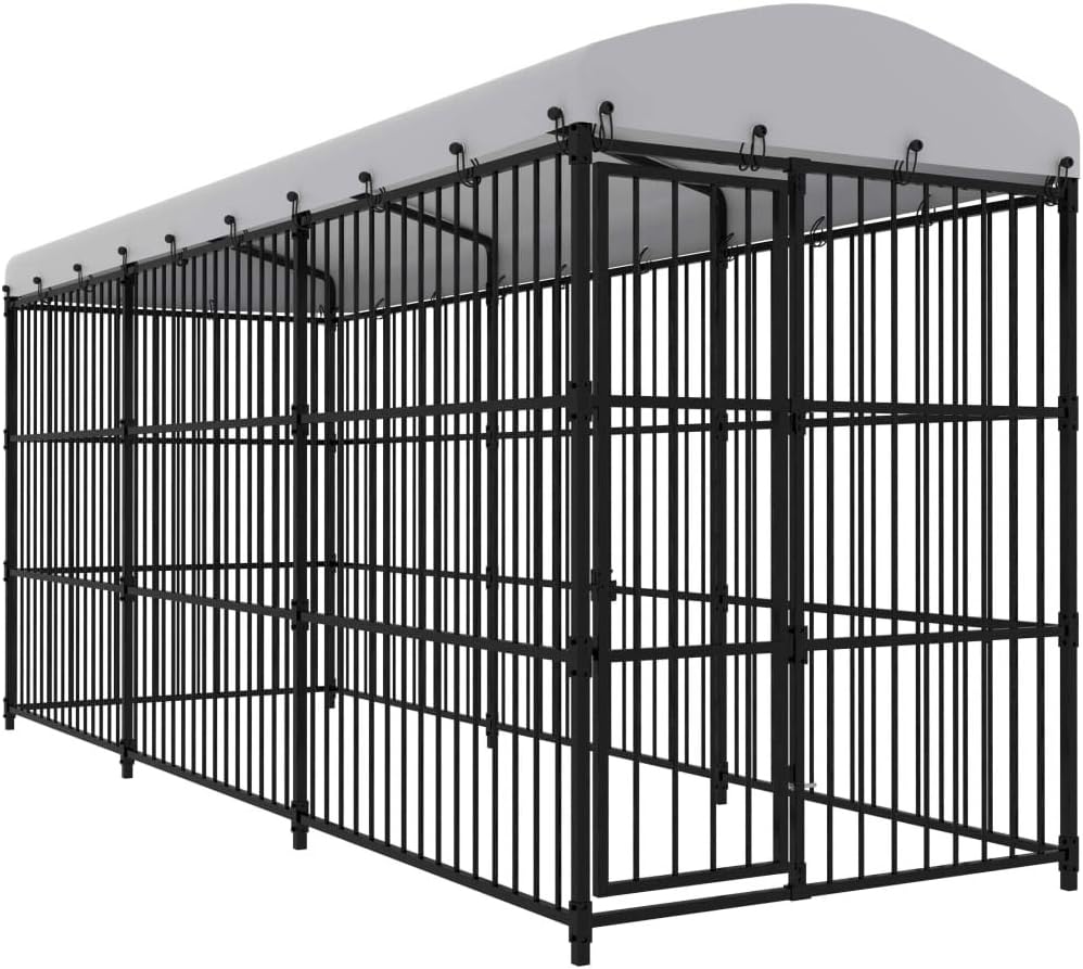 Outdoor Dog Kennel with Roof 177.2"x59.1"x82.7"