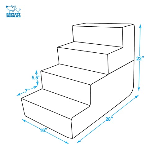 Foldable Pet Steps with CertiPUR-US Certified Foam by Best Pet Supplies - Gray Linen, 4-Steps G854