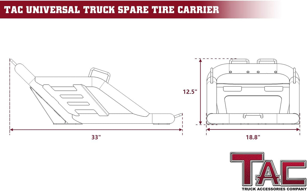 TAC Universal Spare Tire Carrier for 40 inch Truck Bed, Heavy Duty Black K191206