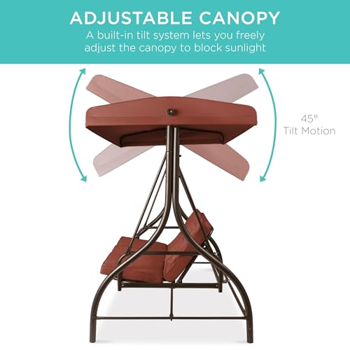 Best Choice Products 3-Seat Outdoor Canopy Swing Glider with Adjustable Shade, Midnight Green A10932