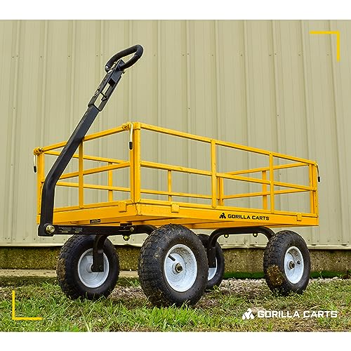 Gorilla Carts Steel Utility Wagon with Removable Side Panels, 1000 lb Capacity, Gray U674568