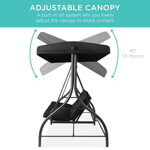 Best Choice Products 3-Seat Outdoor Canopy Swing Glider with Adjustable Shade, Midnight Green A10932