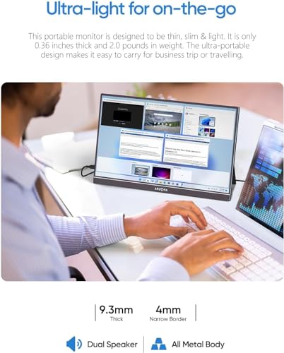 ARZOPA 15.6'' FHD 1080P Portable Monitor with Kickstand, IPS Display, USB-C & HDMI J54429