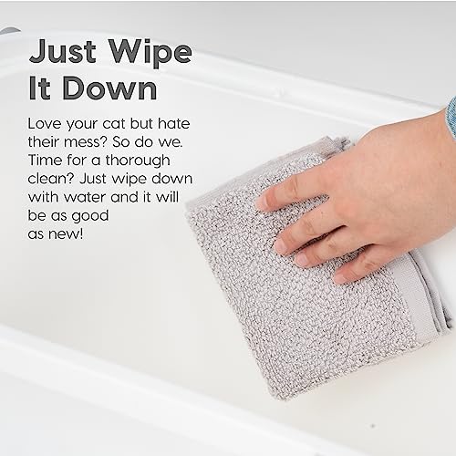 IRIS USA Top Entry Cat Litter Box with Scoop, Large, Black/Gray J149961