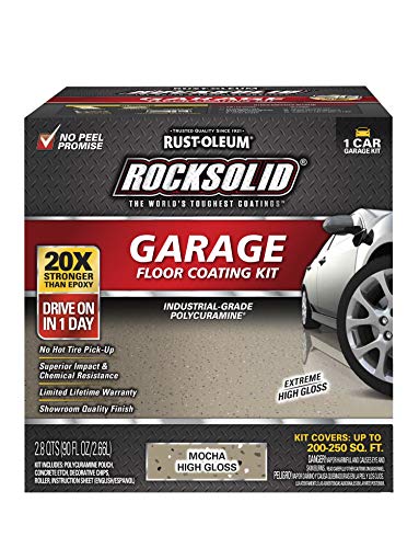 Rust-Oleum RockSolid Polycuramine Garage Floor Coating, 2.5 Car Kit, High Gloss Gray F2688
