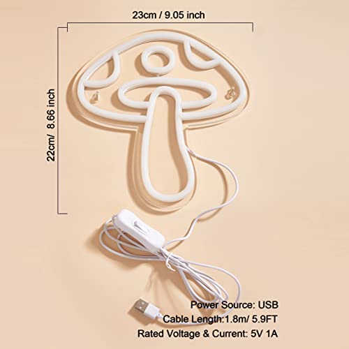 LED Neon Mushroom Sign USB Powered Night Light for Kids Room Decor F370