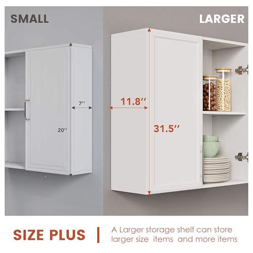 FIMELLO 30" White Wall Cabinet with Adjustable Shelf W977