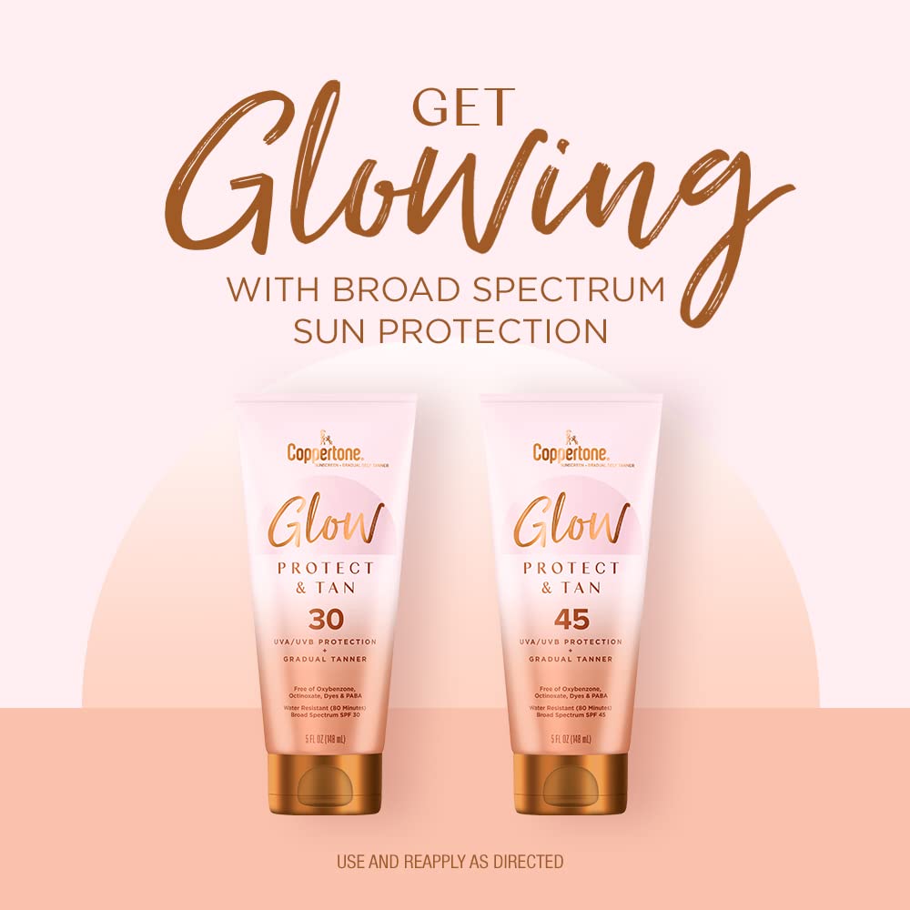 Coppertone Glow Protect and Tan Sunscreen Lotion SPF 30, 5 Fl Oz U7433