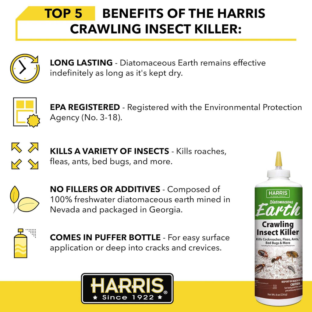 Harris Diatomaceous Earth Crawling Insect Killer, 8oz X745