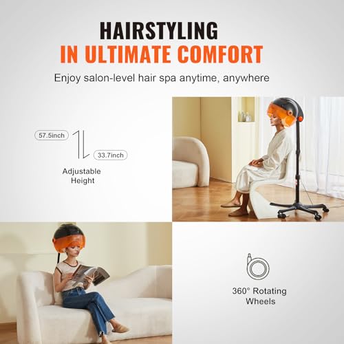 VEVOR Hooded Hair Dryer with Variable Speed, Temperature, and Timer H50563